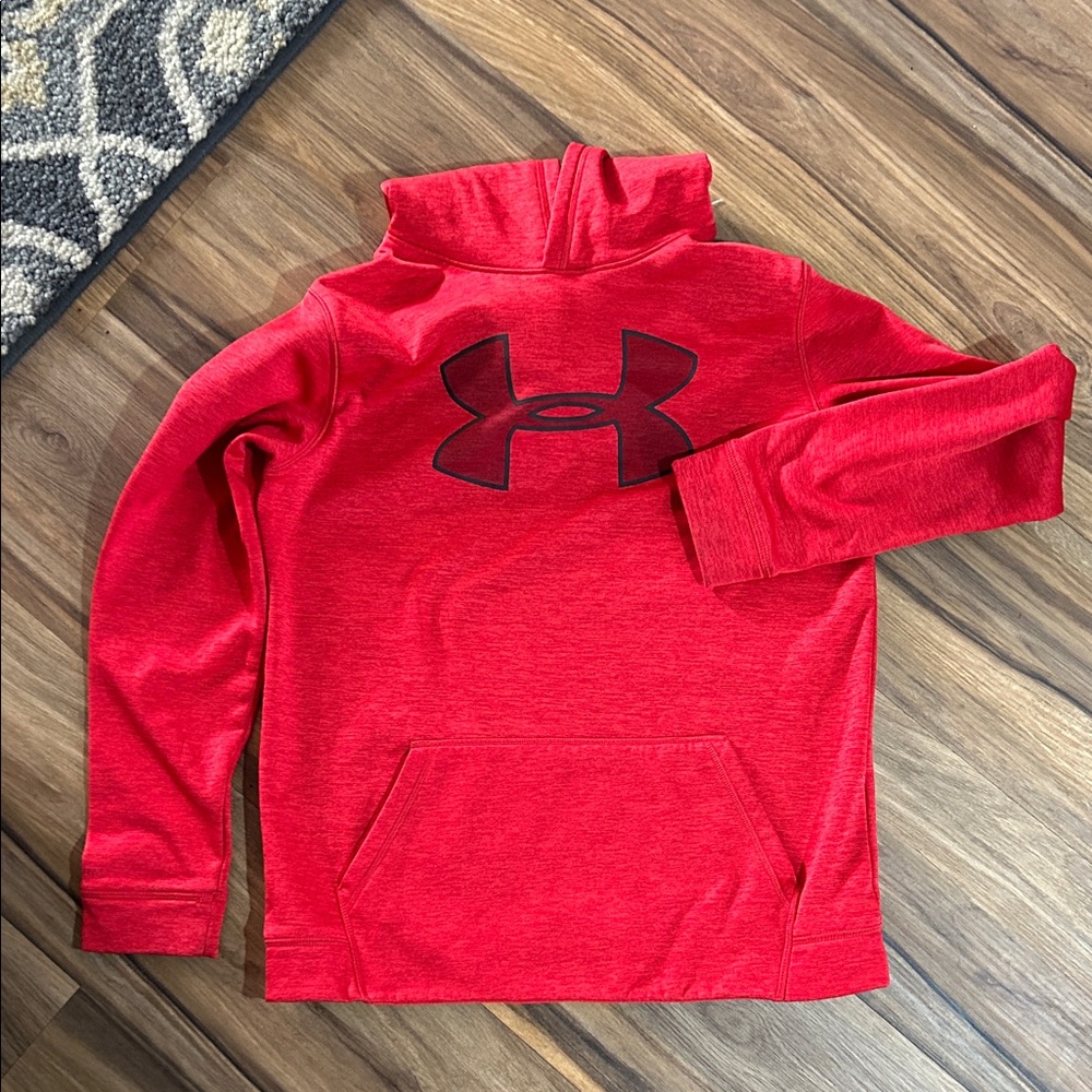 Under Armour Youth Crimson Hoodie with Charcoal Emblem - Picture 1 of 6